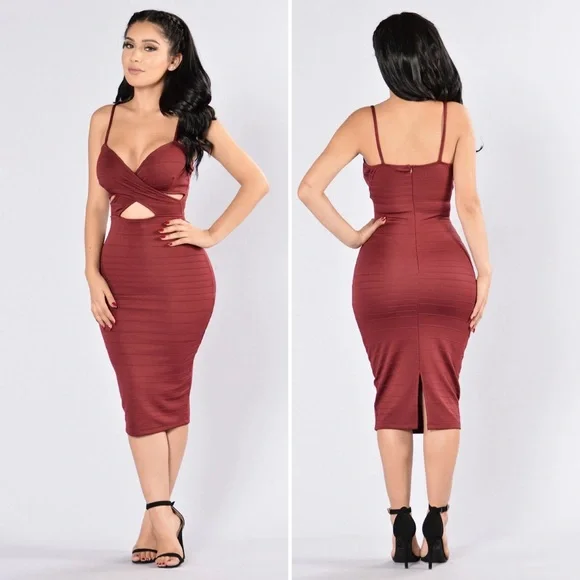 Fashion Nova | Dresses | Fashion Nova Set You Free Dress Burgundy | Poshmark